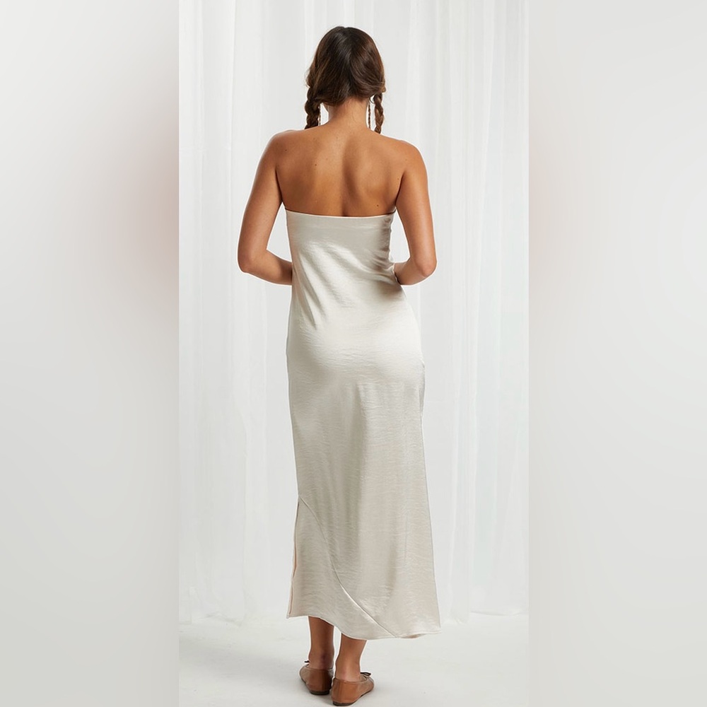 Beverly and Beck Silk Strapless Midi Dress (Size M)
